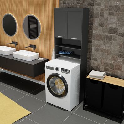 HAGO® Waschmaschinenschrank HWR Schrank Anthrazit Überbauschrank Turm Trockner