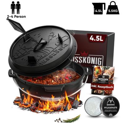 Gusskönig Dutch Oven Klassisch Topf mit Füßen 4,5L Set