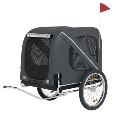 HAGO® Hundeanhänger Fahrrad Buggy klappbar Transportbox klappbar Stahl 40kg Grau