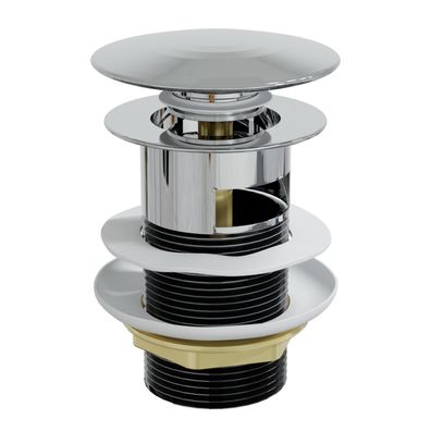 HAGO® Ablaufventil Chrom Waschbecken mit Überlauf Push-Open Garnitur 1 1/4" Uni