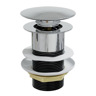 HAGO® Ablaufventil Chrom Waschbecken ohne Überlauf Push-Open Garnitur 1 1/4" Uni