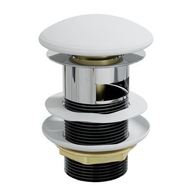 HAGO® Ablaufventil Weiß Waschbecken mit Überlauf Push-Open Garnitur 1 1/4" Unive