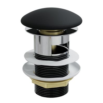 HAGO® Ablaufventil Schwarz Waschbecken mit Überlauf Push-Open Garnitur 1 1/4 Uni