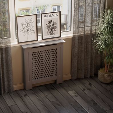 HAGO® Heizkörperverkleidung Heizungsabdeckung 78x19x82cm Anthrazit Wabenmuster