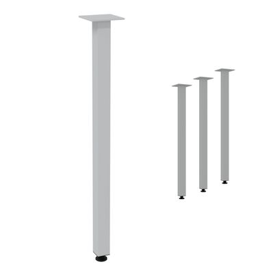 HAGO® Tischbeine 4er-Set weiß 4x4cm höhenverstellbar 72cm Möbelfuß Gestell Stahl