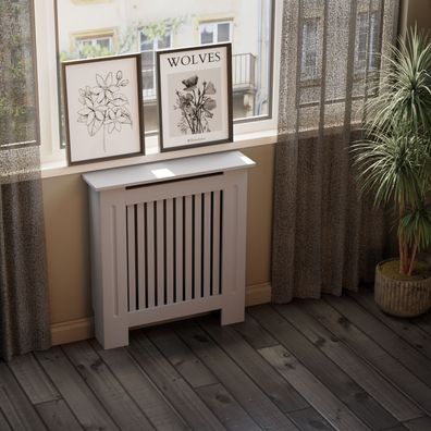 HAGO® Heizkörperverkleidung Heizungsabdeckung Holz 78x19x82cm Grau Landhaus Stil