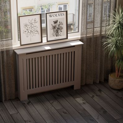 HAGO® Heizkörperverkleidung Heizungsabdeckung 112x19x82 Anthrazit Landhaus Stil
