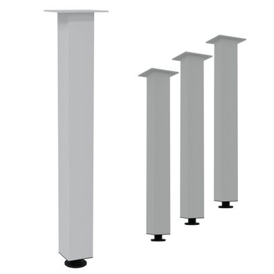 HAGO® Tischbeine 4er-Set 8x8cm höhenverstellbar 72cm Möbelfuß Gestell Weiß Stahl
