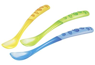 Nûby Abgewinkelter Breilöffel mit extra langem Griff - 3er pack - 6M