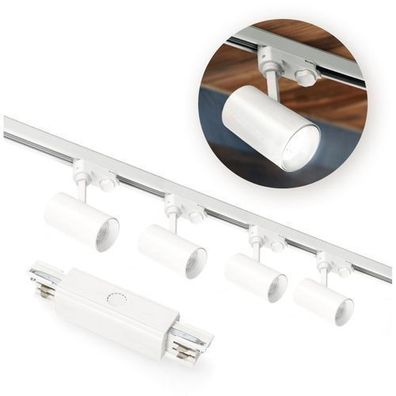 Schienensystem Komplett-Set 1m+1m, I ext., 4x Lampe, 2x Sockel Weiß