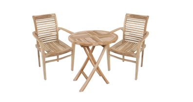 Balkonm?bel-Set MIKA 3-tlg. Teak Teakbraun Gartenm?bel-Set Gartengarnitur