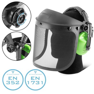 Stahlwerk Gesichts- und Gehörschutz-Kombination EN352 EN1731 Schutzvisier