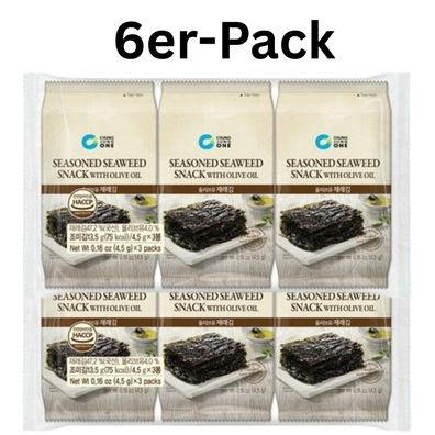 6er-Pack Chung Jung One Seetang Snack Olivenöl 4,5g
