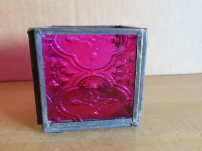 Teelichthalter pinke Scheiben in Kupferfassung ca. 6x6cm