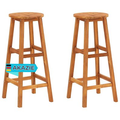Barhocker DENI 2er Set Massivholz Akazie Barstéhle Kéchenhocker Thekenhocker fér