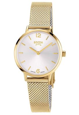 Boccia Damenuhr mit Milanaiseband Goldfarben 3345-03