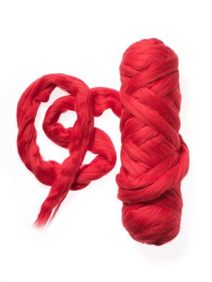 30 % Rabatt: 100 g FLYFEL®-tops Kammzug Merino 19,5 mic, mulesingfrei, tomatenrot