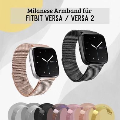 Für Fitbit Versa/Versa 2 Armband Milanese Metall Magnet Loop Smartwatch