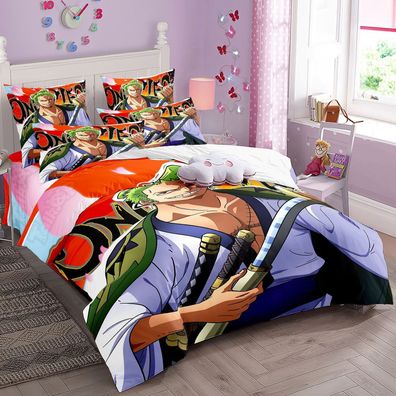 One Piece Zoro 2tlg Bettwasche Bettwaschegarnitur Deckenbezug Kopfkissenbezug