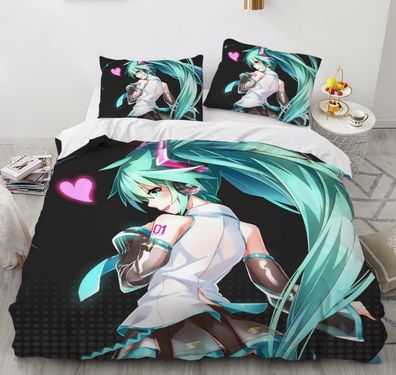 Miku Hatsune Anime 2tlg.3tlg Bettwasche Bettwaschegarnitur Deckenbezug Bedding