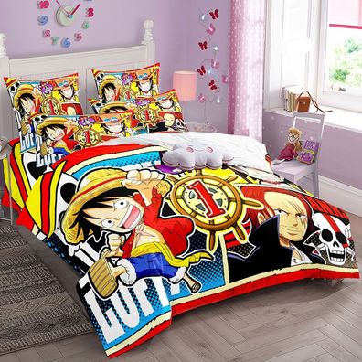 One Piece Luffy 2tlg Bettwasche Bettwaschegarnitur Deckenbezug Kopfkissenbezug