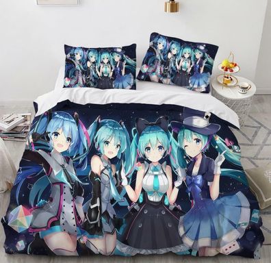 Miku Hatsune Anime 2tlg.3tlg Bettwasche Bettwaschegarnitur Deckenbezug Bedding