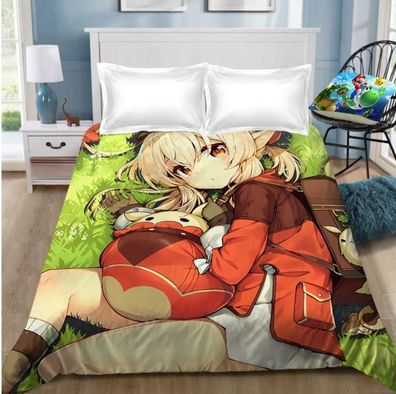Genshin Impact Game Manga bettlaken betttucher Sheet Bedsheet Bettwaren