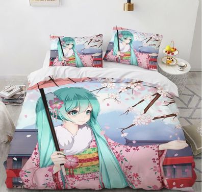 Miku Hatsune Anime 2tlg.3tlg Bettwasche Bettwaschegarnitur Deckenbezug Bedding