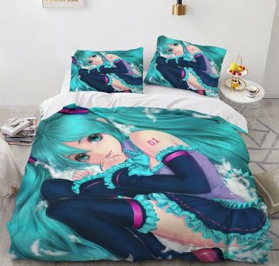 Miku Hatsune Anime 2tlg.3tlg Bettwasche Bettwaschegarnitur Deckenbezug Bedding