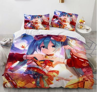 Miku Hatsune Anime 2tlg.3tlg Bettwasche Bettwaschegarnitur Deckenbezug Bedding
