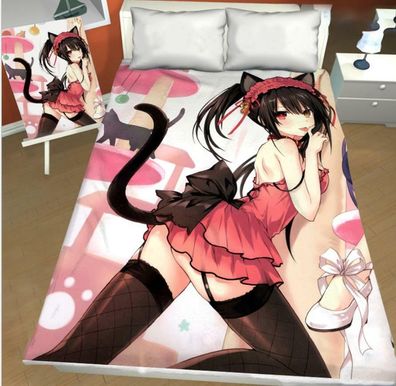 DATE A LIVE Kurumi Tokisaki Anime bettlaken betttucher Sheet Bedsheet Polyester
