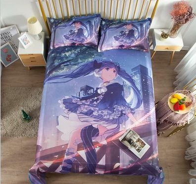 Miku Hatsune Vocaloid Anime bettlaken betttucher Sheet Bedsheet + Kopfkissenbezug