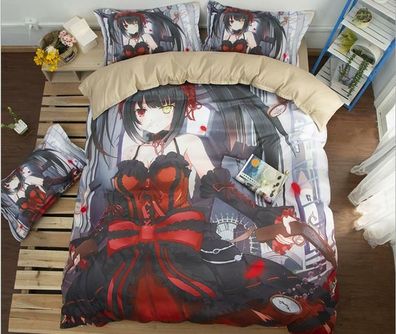 DATE A LIVE Anime 3tlg.4tlg Bettwasche Bettwaschegarnitur Deckenbezug Bedding