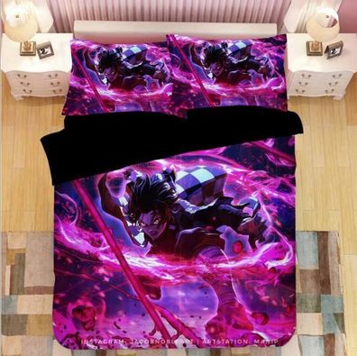 Demon Slayer: Kimetsu no Yaiba 3tlg.4tlg Bettwasche Bettwaschegarnitur Bedding