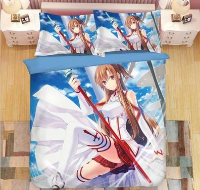 Sword Art Online 3tlg.4tlg Bettwasche Bettwaschegarnitur Deckenbezug Bedding Set