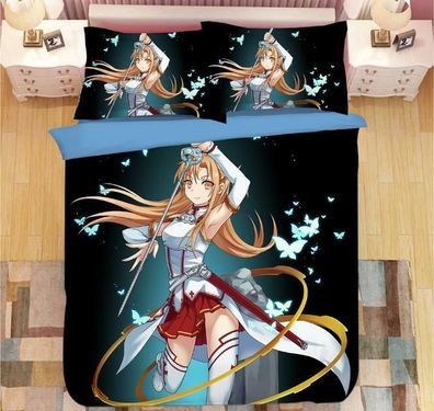 Sword Art Online 3tlg.4tlg Bettwasche Bettwaschegarnitur Deckenbezug Bedding Set