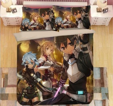 Sword Art Online 3tlg.4tlg Bettwasche Bettwaschegarnitur Deckenbezug Bedding Set
