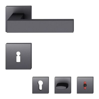 FSB 1251 quadratische Rosettengarnitur Alu schwarz gestrahlt Türgriff