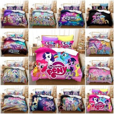 Neu My Little Pony 3D-Druck Bettbezug Kissenbezuge Bettwasche-Set Single Double