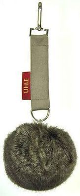 Anhänger Bommel Uhle schwarz grau meliert 9cm Webpelz