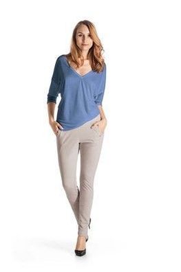 Blusenshirt Seide Lyocell 3/4 Arm V-Ausschnitt Blue Shadow Pflegeleicht