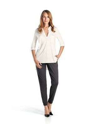 Blusenshirt Seide Lyocell Kragen 3/4 Arm Off White Hautsympathisch