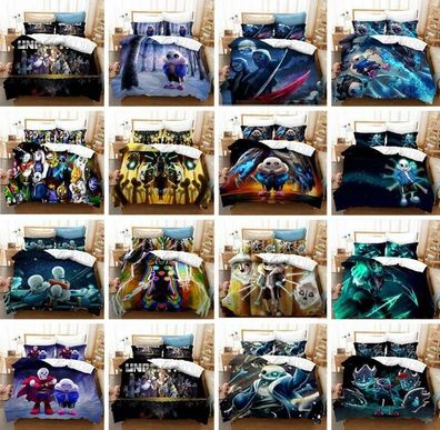 Undertale 3D-Druck Bettbezug Kissenbezuge 2/3pcs Bettwasche-Set Single Double