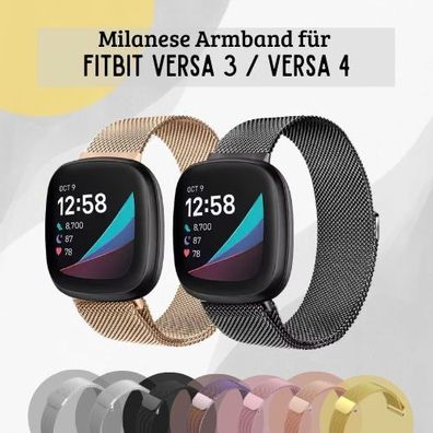 Für Fitbit Versa 3/4 Sense 2 Armband Milanese Loop Metall Magnet Verschluss Metall