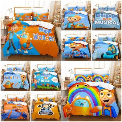 Blippi Cartoon 3D Bettbezug Kissenbezuge 2/3pcs Bettwasche-Set Single Double