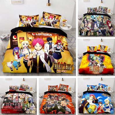 Anime Fairy Tail Bettbezug Kissenbezuge Deckenbezug Bettwasche-Set Single Double