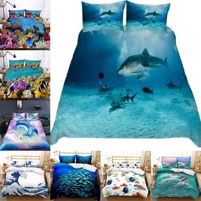 Tropical Fish 3D-Druck Bettbezug Kissenbezuge 2/3pc Bettwasche-Set Single Double