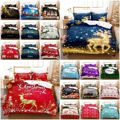 Weihnachtselch Bettbezug Kissenbezuge Deckenbezug Bettwasche-Set Single Double