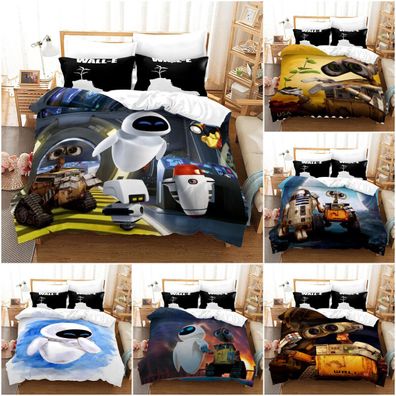 Roboter Walle 3D-Druck Bettbezug Kissenbezuge 2/3pc Bettwasche-Set Single Double