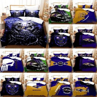 Baltim0re Ravens 3D Bettbezug Kissenbezuge 2/3pcs Bettwasche-Set Single Double